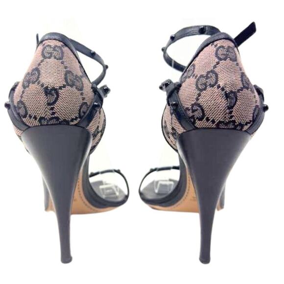 Gucci GG Logo Monogram Guccissima Supreme Studded Leather Strappy Heels EU39.5‎ - Picture 4 of 11
